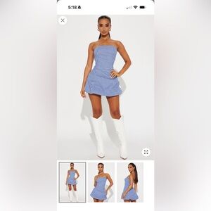 Fashion Nova Blue White Gingham Midi Dress